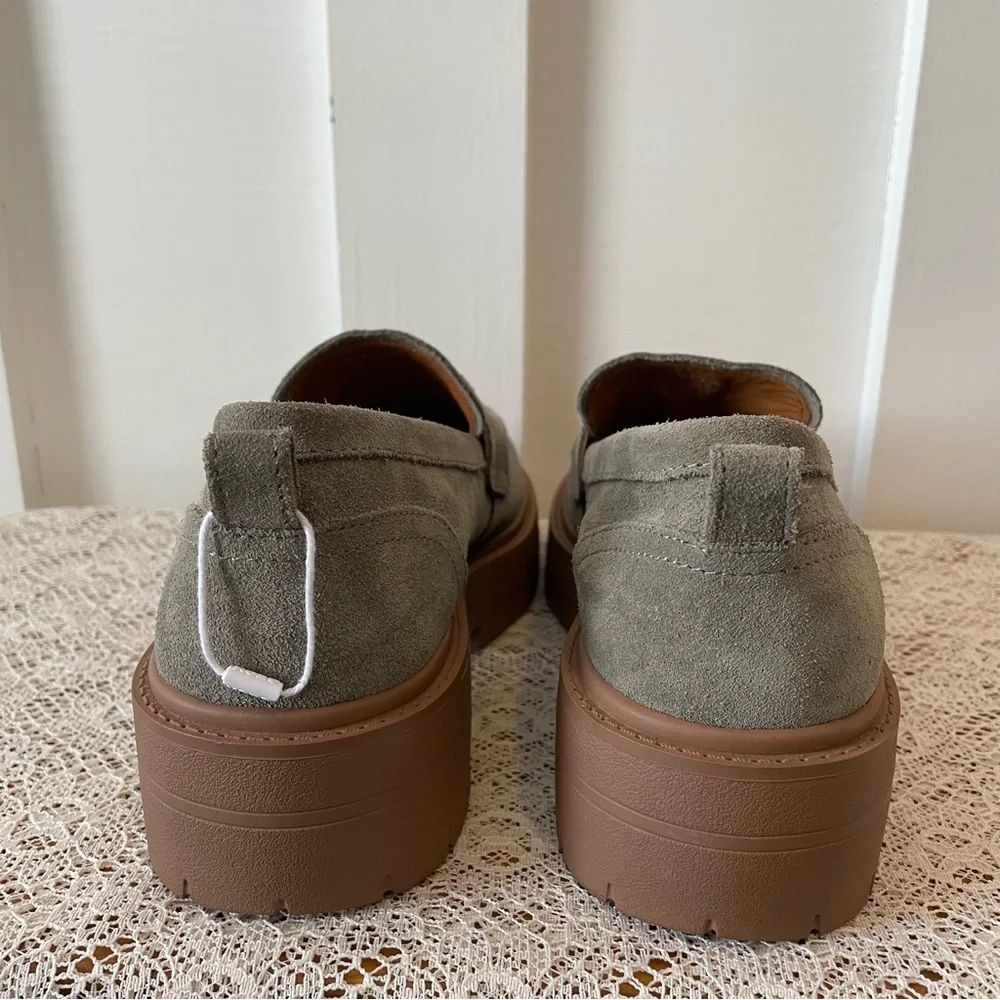 Geox Respira Gray Suede Chunky Platform Loafers Shoes New 10